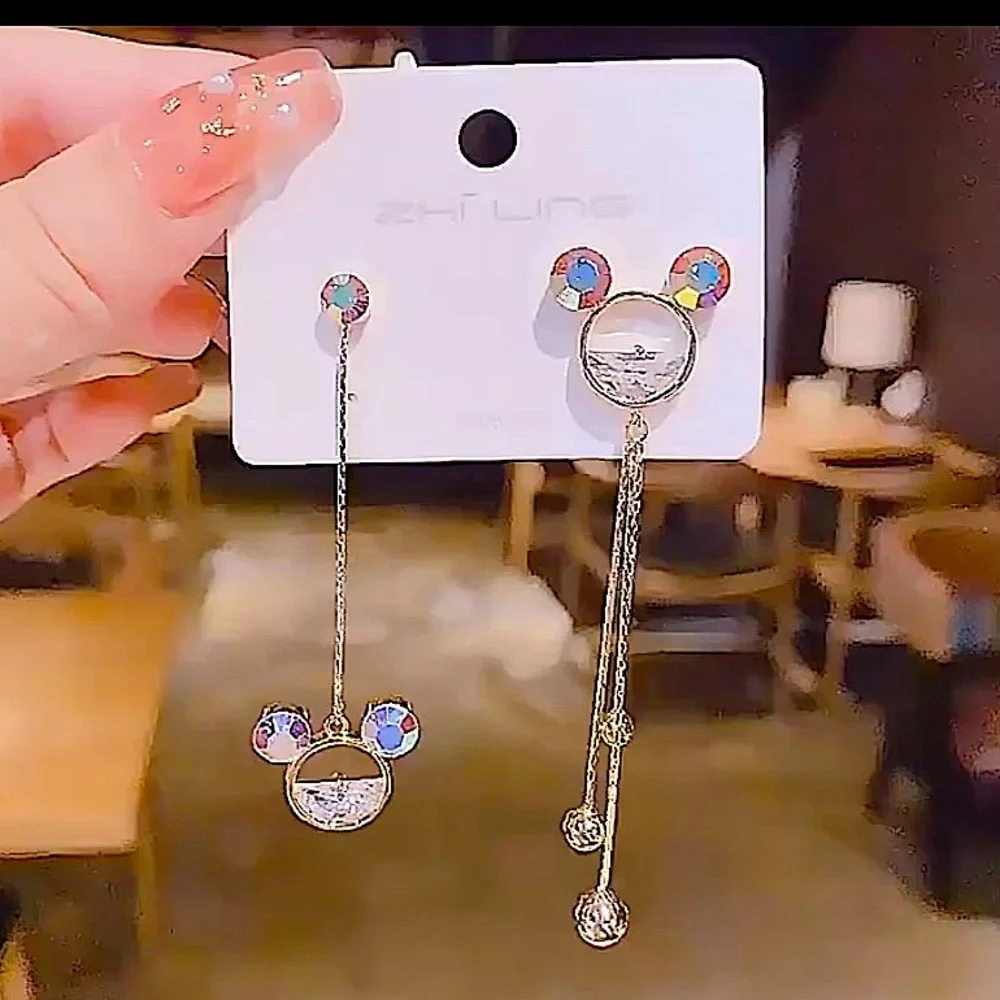 Disney Mickey Mouse Asymmetrical Crystal Earrings - Picture 1 of 5